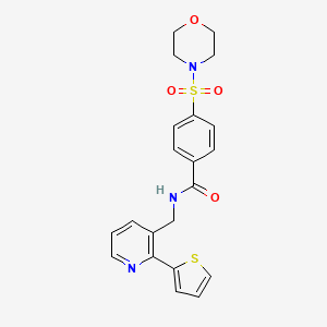molecular formula C21H21N3O4S2 B2905252 4-(吗啉磺酰基)-N-((2-(噻吩-2-基)吡啶-3-基)甲基)苯甲酰胺 CAS No. 2034433-79-7