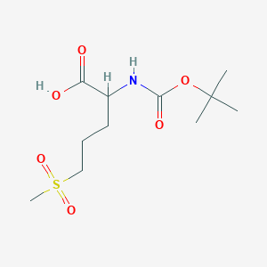 molecular formula C11H21NO6S B2905253 2-[(2-Methylpropan-2-yl)oxycarbonylamino]-5-methylsulfonylpentanoic acid CAS No. 1404705-93-6