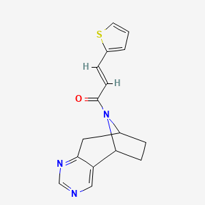 (E)-1-((5R,8S)-6,7,8,9-tetrahydro-5H-5,8-epiminocyclohepta[d]pyrimidin-10-yl)-3-(thiophen-2-yl)prop-2-en-1-one