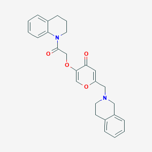 molecular formula C26H26N2O4 B2905261 2-((3,4-dihydroisoquinolin-2(1H)-yl)methyl)-5-(2-(3,4-dihydroquinolin-1(2H)-yl)-2-oxoethoxy)-4H-pyran-4-one CAS No. 898455-60-2