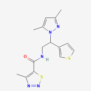 molecular formula C15H17N5OS2 B2905262 N-(2-(3,5-dimethyl-1H-pyrazol-1-yl)-2-(thiophen-3-yl)ethyl)-4-methyl-1,2,3-thiadiazole-5-carboxamide CAS No. 2034545-92-9