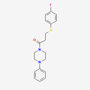 molecular formula C19H21FN2OS B2905263 3-(4-Fluorophenyl)sulfanyl-1-(4-phenylpiperazin-1-yl)propan-1-one CAS No. 896358-16-0