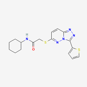 molecular formula C17H19N5OS2 B2905265 N-环己基-2-[(3-噻吩-2-基-[1,2,4]三唑并[4,3-b]哒嗪-6-基)硫代]乙酰胺 CAS No. 868966-75-0