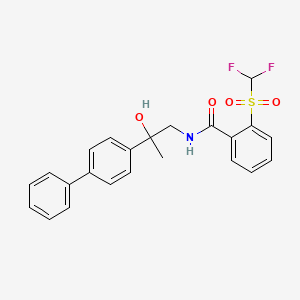 molecular formula C23H21F2NO4S B2905277 N-(2-([1,1'-biphenyl]-4-yl)-2-hydroxypropyl)-2-((difluoromethyl)sulfonyl)benzamide CAS No. 1788771-87-8