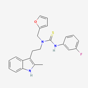 molecular formula C23H22FN3OS B2905279 3-(3-fluorophenyl)-1-(furan-2-ylmethyl)-1-(2-(2-methyl-1H-indol-3-yl)ethyl)thiourea CAS No. 851971-72-7
