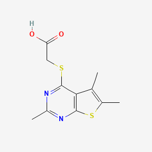molecular formula C11H12N2O2S2 B2905281 [(2,5,6-Trimethylthieno[2,3-d]pyrimidin-4-yl)thio]acetic acid CAS No. 626205-90-1