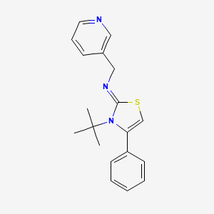 molecular formula C19H21N3S B2905285 N-[3-(tert-butyl)-4-phenyl-1,3-thiazol-2(3H)-yliden](3-pyridinyl)methanamine CAS No. 866009-97-4