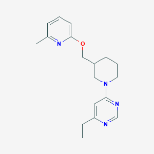 molecular formula C18H24N4O B2905293 4-Ethyl-6-[3-[(6-methylpyridin-2-yl)oxymethyl]piperidin-1-yl]pyrimidine CAS No. 2415533-72-9