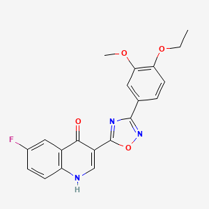 molecular formula C20H16FN3O4 B2905300 3-(3-(4-ethoxy-3-methoxyphenyl)-1,2,4-oxadiazol-5-yl)-6-fluoroquinolin-4(1H)-one CAS No. 1260733-30-9