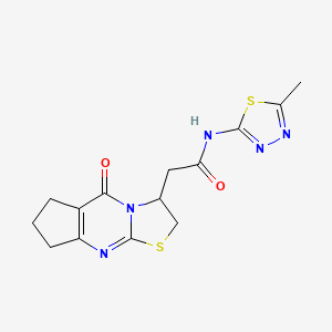 molecular formula C14H15N5O2S2 B2905308 N-(5-Methyl-1,3,4-thiadiazol-2-yl)-2-(2-oxo-10-thia-1,8-diazatricyclo[7.3.0.03,7]dodeca-3(7),8-dien-12-yl)acetamide CAS No. 1105201-33-9