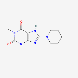 molecular formula C13H19N5O2 B2905309 1,3-dimethyl-8-(4-methylpiperidin-1-yl)-1H-purine-2,6(3H,7H)-dione CAS No. 503864-29-7