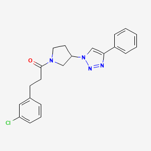 molecular formula C21H21ClN4O B2905311 3-(3-chlorophenyl)-1-(3-(4-phenyl-1H-1,2,3-triazol-1-yl)pyrrolidin-1-yl)propan-1-one CAS No. 2034445-07-1