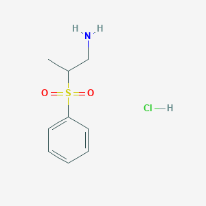 molecular formula C9H14ClNO2S B2905315 2-(苯磺酰基)丙-1-胺；盐酸盐 CAS No. 2402836-89-7