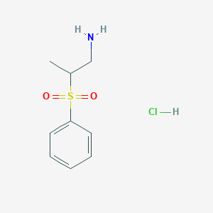 molecular formula C9H14ClNO2S B2905315 2-(Benzenesulfonyl)propan-1-amine;hydrochloride CAS No. 2402836-89-7