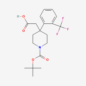 molecular formula C19H24F3NO4 B2905318 2-{1-(tert-Butoxycarbonyl)-4-[2-(trifluoromethyl)phenyl] piperidin-4-yl}acetic acid CAS No. 2251054-33-6