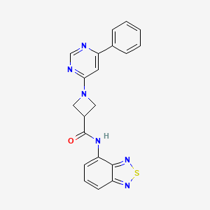 molecular formula C20H16N6OS B2905320 N-(benzo[c][1,2,5]thiadiazol-4-yl)-1-(6-phenylpyrimidin-4-yl)azetidine-3-carboxamide CAS No. 2034619-47-9
