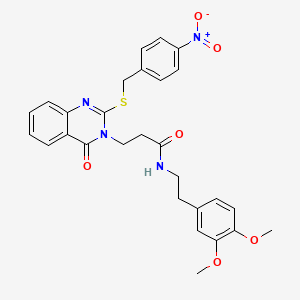 molecular formula C28H28N4O6S B2905323 N-(3,4-dimethoxyphenethyl)-3-(2-((4-nitrobenzyl)thio)-4-oxoquinazolin-3(4H)-yl)propanamide CAS No. 422289-03-0