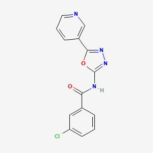 molecular formula C14H9ClN4O2 B2905324 3-chloro-N-[5-(3-pyridinyl)-1,3,4-oxadiazol-2-yl]benzamide CAS No. 862809-83-4