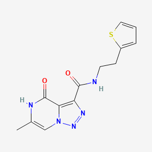 molecular formula C13H13N5O2S B2905330 6-methyl-4-oxo-N-[2-(2-thienyl)ethyl]-4,5-dihydro[1,2,3]triazolo[1,5-a]pyrazine-3-carboxamide CAS No. 1396875-69-6