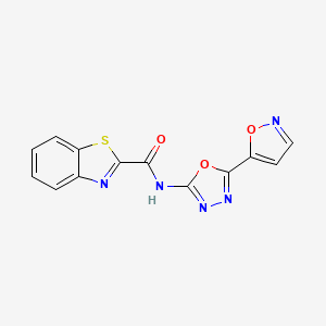 molecular formula C13H7N5O3S B2905331 N-(5-(异恶唑-5-基)-1,3,4-恶二唑-2-基)苯并[d]噻唑-2-甲酰胺 CAS No. 946362-33-0