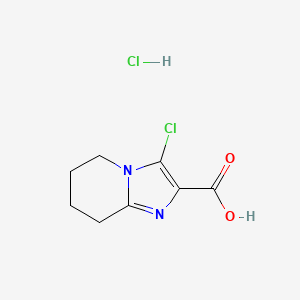 molecular formula C8H10Cl2N2O2 B2905345 3-Chloro-5,6,7,8-tetrahydroimidazo[1,2-a]pyridine-2-carboxylic acid hydrochloride CAS No. 2089258-71-7