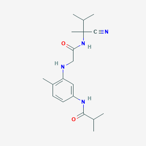 molecular formula C19H28N4O2 B2905346 N-[3-({[(1-cyano-1,2-dimethylpropyl)carbamoyl]methyl}amino)-4-methylphenyl]-2-methylpropanamide CAS No. 1252269-33-2