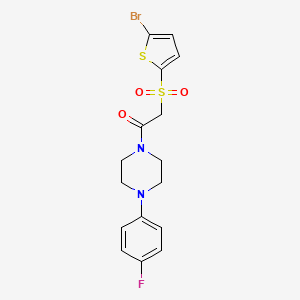 molecular formula C16H16BrFN2O3S2 B2905347 1-{[(5-Bromo-2-thienyl)sulfonyl]acetyl}-4-(4-fluorophenyl)piperazine CAS No. 1021021-04-4