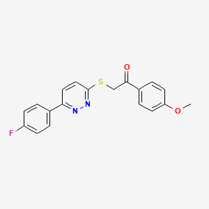 molecular formula C19H15FN2O2S B2905349 2-[6-(4-Fluorophenyl)pyridazin-3-yl]sulfanyl-1-(4-methoxyphenyl)ethanone CAS No. 872695-15-3