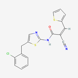 molecular formula C18H12ClN3OS2 B2905351 (Z)-N-(5-(2-氯苄基)噻唑-2-基)-2-氰基-3-(噻吩-2-基)丙烯酰胺 CAS No. 1321961-74-3