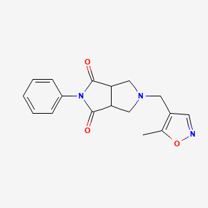 molecular formula C17H17N3O3 B2905354 2-[(5-Methyl-1,2-oxazol-4-yl)methyl]-5-phenyl-1,3,3a,6a-tetrahydropyrrolo[3,4-c]pyrrole-4,6-dione CAS No. 2415574-07-9