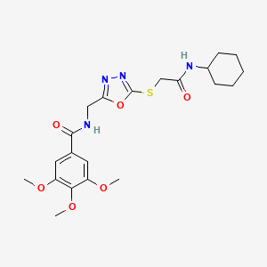 molecular formula C21H28N4O6S B2905367 N-((5-((2-(cyclohexylamino)-2-oxoethyl)thio)-1,3,4-oxadiazol-2-yl)methyl)-3,4,5-trimethoxybenzamide CAS No. 851784-22-0