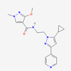 molecular formula C19H22N6O2 B2905383 N-(2-(5-cyclopropyl-3-(pyridin-4-yl)-1H-pyrazol-1-yl)ethyl)-3-methoxy-1-methyl-1H-pyrazole-4-carboxamide CAS No. 1797294-23-5
