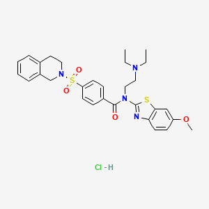 molecular formula C30H35ClN4O4S2 B2905384 N-(2-(diethylamino)ethyl)-4-((3,4-dihydroisoquinolin-2(1H)-yl)sulfonyl)-N-(6-methoxybenzo[d]thiazol-2-yl)benzamide hydrochloride CAS No. 1322235-78-8