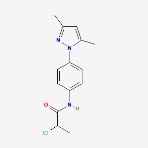 molecular formula C14H16ClN3O B2905390 2-Chloro-N-[4-(3,5-dimethylpyrazol-1-yl)phenyl]propanamide CAS No. 2411294-55-6