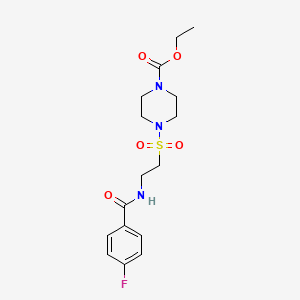 molecular formula C16H22FN3O5S B2905392 Ethyl 4-((2-(4-fluorobenzamido)ethyl)sulfonyl)piperazine-1-carboxylate CAS No. 899979-95-4