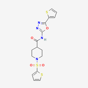 N-(5-(thiophen-2-yl)-1,3,4-oxadiazol-2-yl)-1-(thiophen-2-ylsulfonyl)piperidine-4-carboxamide