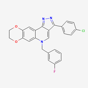 molecular formula C25H17ClFN3O2 B2905416 3-(4-chlorophenyl)-5-(3-fluorobenzyl)-8,9-dihydro-5H-[1,4]dioxino[2,3-g]pyrazolo[4,3-c]quinoline CAS No. 866589-77-7