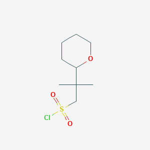 molecular formula C9H17ClO3S B2905419 2-Methyl-2-(oxan-2-yl)propane-1-sulfonyl chloride CAS No. 2089277-26-7
