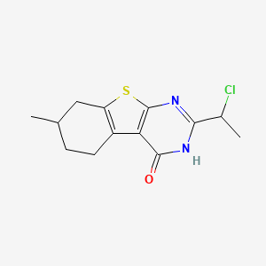 molecular formula C13H15ClN2OS B2905427 2-(1-chloroethyl)-7-methyl-5,6,7,8-tetrahydro-3H-[1]benzothiolo[2,3-d]pyrimidin-4-one CAS No. 733030-56-3