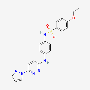 molecular formula C21H20N6O3S B2905434 N-(4-((6-(1H-pyrazol-1-yl)pyridazin-3-yl)amino)phenyl)-4-ethoxybenzenesulfonamide CAS No. 1013749-41-1