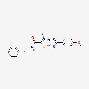 molecular formula C22H21N3O2S B2905442 6-(4-methoxyphenyl)-3-methyl-N-(2-phenylethyl)imidazo[2,1-b][1,3]thiazole-2-carboxamide CAS No. 951535-78-7
