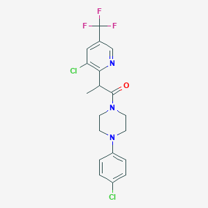 molecular formula C19H18Cl2F3N3O B2905452 1-(4-(4-Chlorophenyl)piperazino)-2-(3-chloro-5-(trifluoromethyl)-2-pyridinyl)-1-propanone CAS No. 303148-36-9