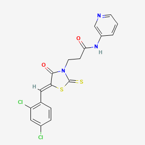 molecular formula C18H13Cl2N3O2S2 B2905457 (Z)-3-(5-(2,4-dichlorobenzylidene)-4-oxo-2-thioxothiazolidin-3-yl)-N-(pyridin-3-yl)propanamide CAS No. 301305-22-6