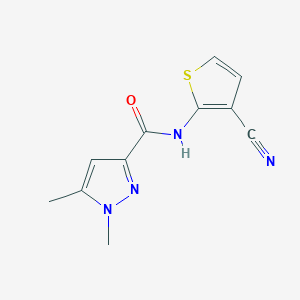 molecular formula C11H10N4OS B2905466 N-(3-cyanothiophen-2-yl)-1,5-dimethyl-1H-pyrazole-3-carboxamide CAS No. 1013783-21-5
