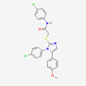 molecular formula C24H19Cl2N3O2S B2905472 N-(4-chlorophenyl)-2-((1-(4-chlorophenyl)-5-(4-methoxyphenyl)-1H-imidazol-2-yl)thio)acetamide CAS No. 1226442-43-8