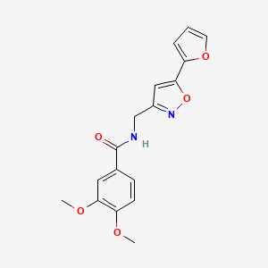 molecular formula C17H16N2O5 B2905479 N-((5-(furan-2-yl)isoxazol-3-yl)methyl)-3,4-dimethoxybenzamide CAS No. 1105204-03-2