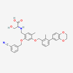(2~{R})-2-[[2-[(3-cyanophenyl)methoxy]-4-[[3-(2,3-dihydro-1,4-benzodioxin-6-yl)-2-methyl-phenyl]methoxy]-5-methyl-phenyl]methylamino]-3-oxidanyl-propanoic acid
