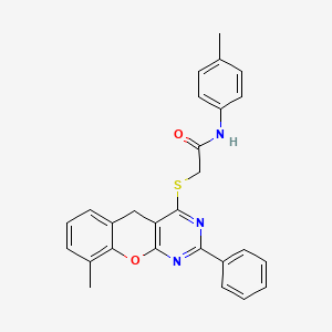 2-((9-methyl-2-phenyl-5H-chromeno[2,3-d]pyrimidin-4-yl)thio)-N-(p-tolyl)acetamide