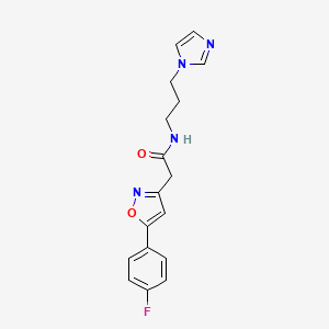 N-(3-(1H-imidazol-1-yl)propyl)-2-(5-(4-fluorophenyl)isoxazol-3-yl)acetamide
