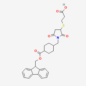 trans-3-((1-((-4-Fmoc-Cyclohexyl)methyl)-2,5-dioxopyrrolidin-3-yl)thio)propanoic acid